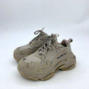 Balenciaga Triple S Beige Sneakers Size 35 Womens Leather Designer Shoes